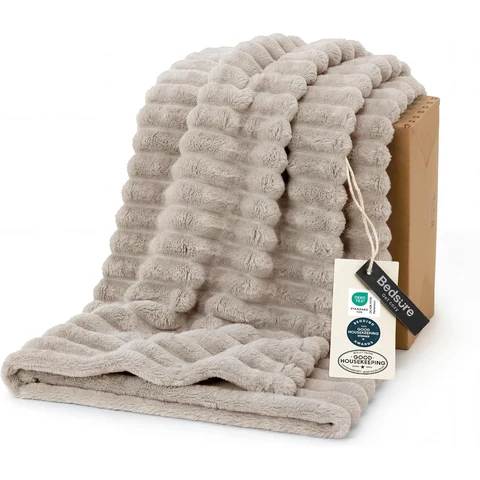 Bedsure Soft Beige Throw Blanket