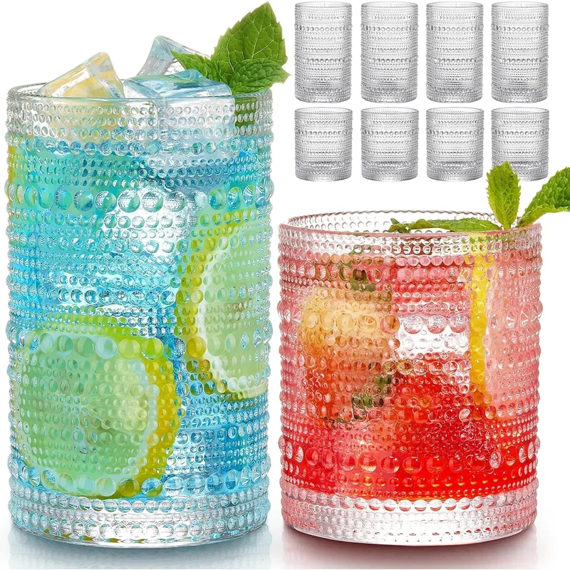 Hlukana Vintage Hobnail Drinking Glasses