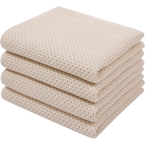 Homaxy Cotton Waffle Weave Dish Towels: cotton waffle weave dish towels in soft beige. the easiest kitchen refresh.
