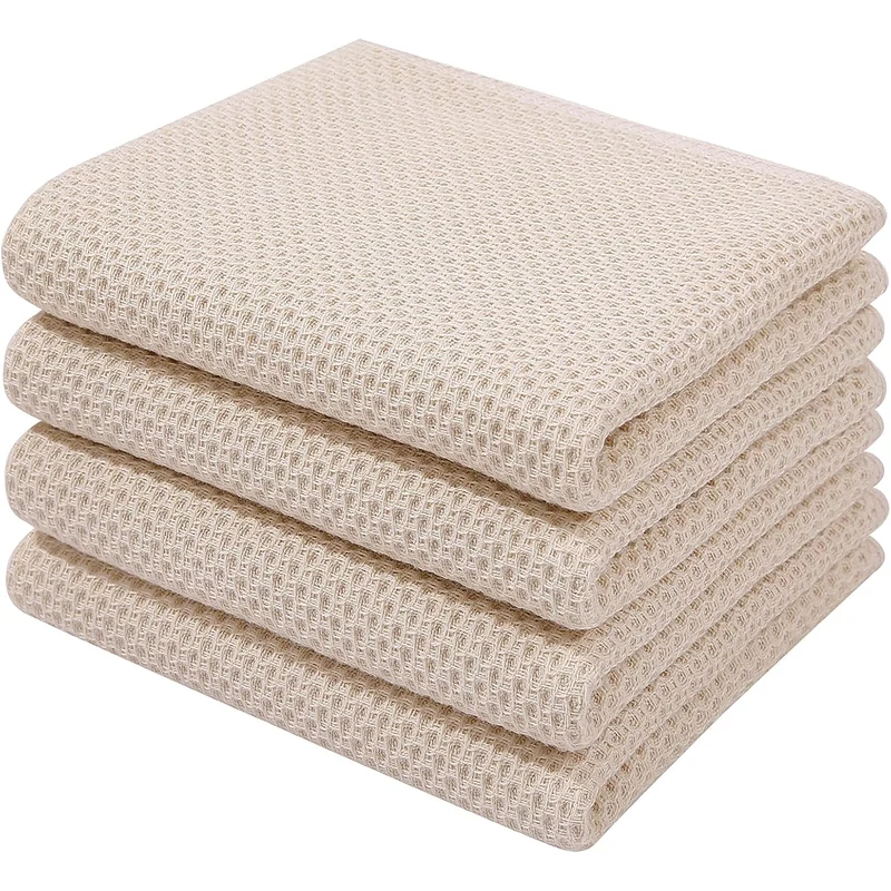 Homaxy Cotton Waffle Weave Dish Towels: cotton waffle weave dish towels in soft beige. the easiest kitchen refresh.