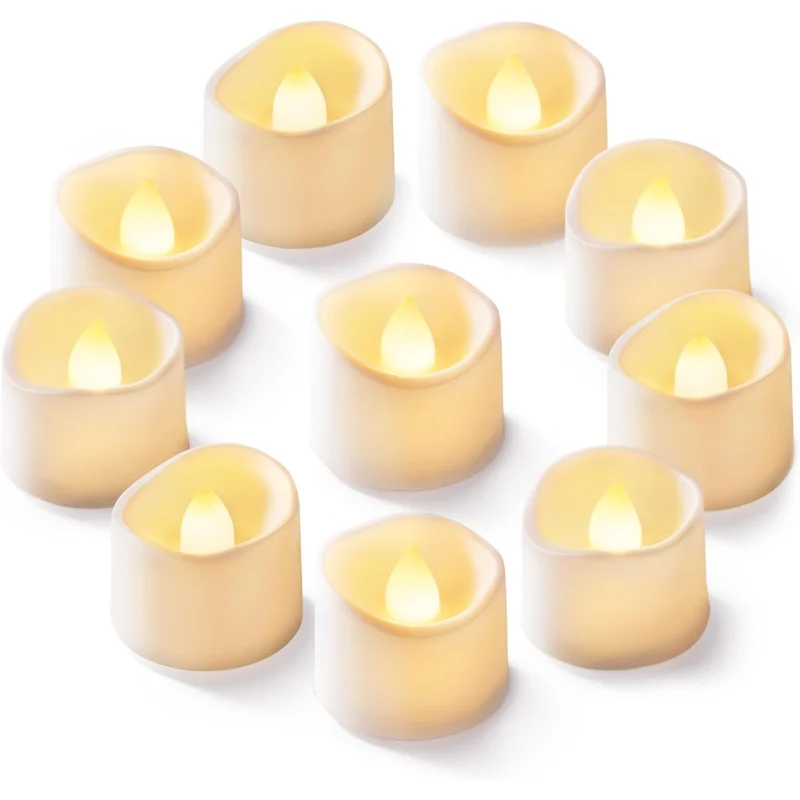 Homemory Flickering Flameless Tea Lights: the candlelight glow with no flame. 24 flickering battery tea lights.