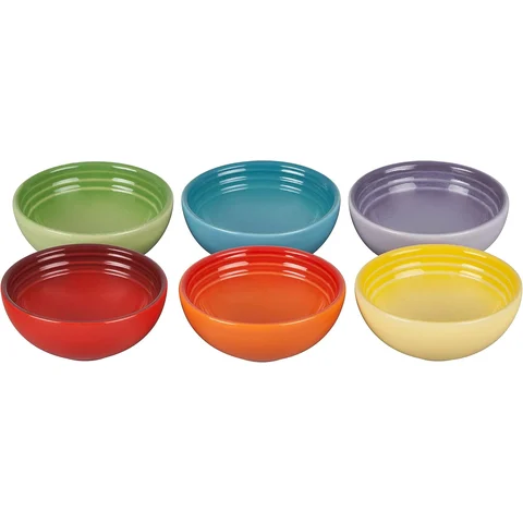 Le Creuset Stoneware Vancouver Pinch Bowls: 6 little stoneware pinch bowls in different colors, one for each spice.