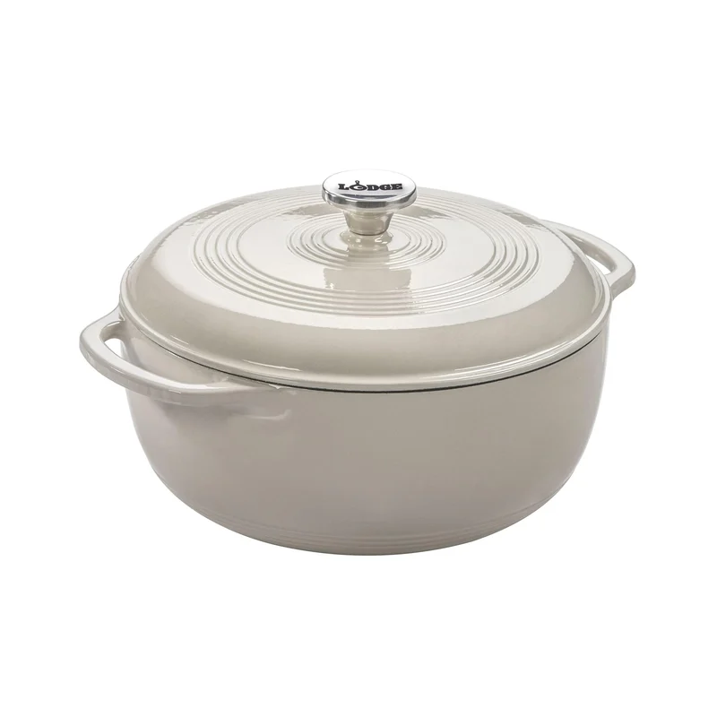 Lodge Essential Enamel Dutch Oven: a 6 qt enameled cast iron dutch oven in oyster white. soup season, sorted.