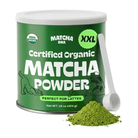 Matcha DNA Organic Matcha Powder: a big 16 oz tin of organic matcha for daily lattes.