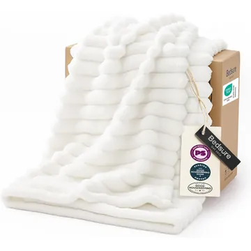 Bedsure GentleSoft Fleece Throw Blanket (Off White, 50x60 in) product photo