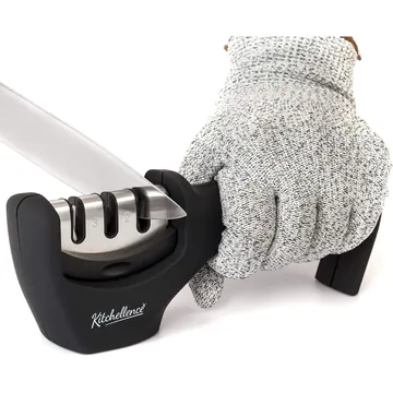 Kitchellence 4-in-1 Knife Sharpener with Cut-Resistant Glove (Black) product photo
