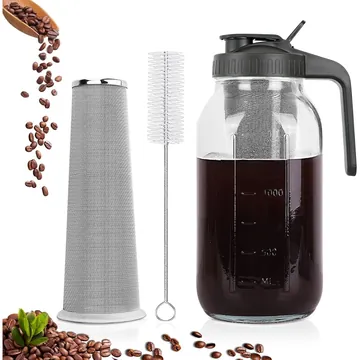 64 oz Mason Jar Cold Brew Coffee Maker with Stainless Filter product photo