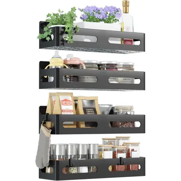 Sevenblue Magnetic Spice Rack, 4-Pack (Black) product photo
