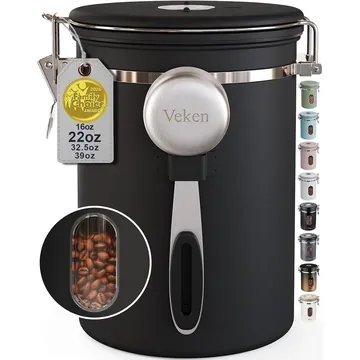 Veken Airtight Coffee Canister with Window (Black, 22 oz) product photo